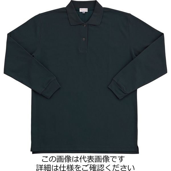 クロダルマ レディース長袖ポロシャツ(脇スリット) ブラック L 25441Lー49ーL 25441L-49-L 1セット(2枚)（直送品）