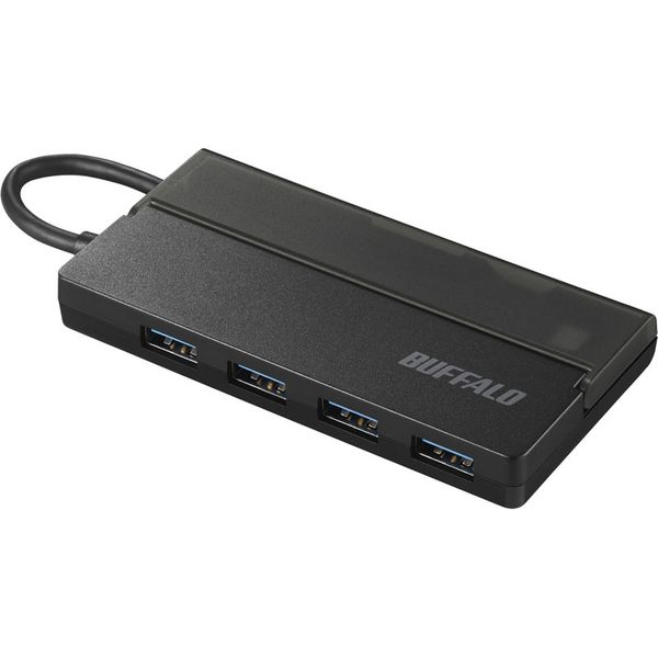 バッファロー ＵＳＢ３．１（Ｇｅｎ１）　ＴｙｐｅーＣ　バスパワーハブ　４ポート　ケーブル収納　ブラック BSH4U130C1BK 1台（直送品）