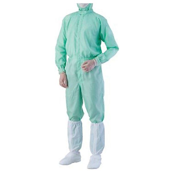 アズワン 異物混入対策ツナギ服 AS1401(ICタグ対応) グリーン M 4-2381-02 1着（直送品）
