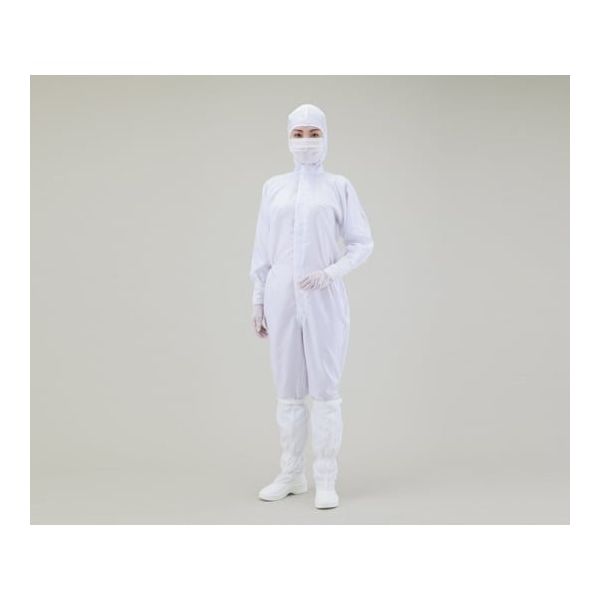 アズワン 無塵衣・AS197C フード付きツナギ服 白 1-7864