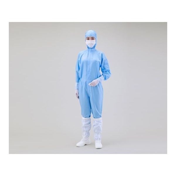 アズワン 無塵衣・AS197C フード付きツナギ服 青 1-7865
