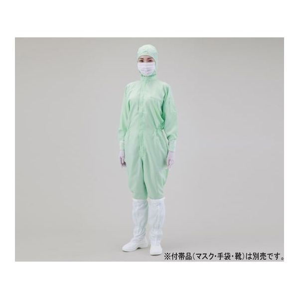アズワン 無塵衣・AS197C フード付きツナギ服 グリーン 5L 1-2723-07 1着（直送品）