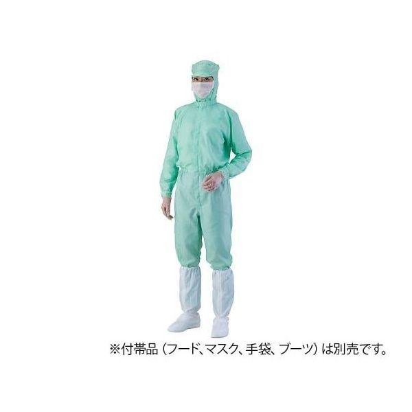アズワン 異物混入対策ツナギ服 AS1402(男女兼用・腰裏付) グリーン 3L 4-2417-12 1着（直送品）