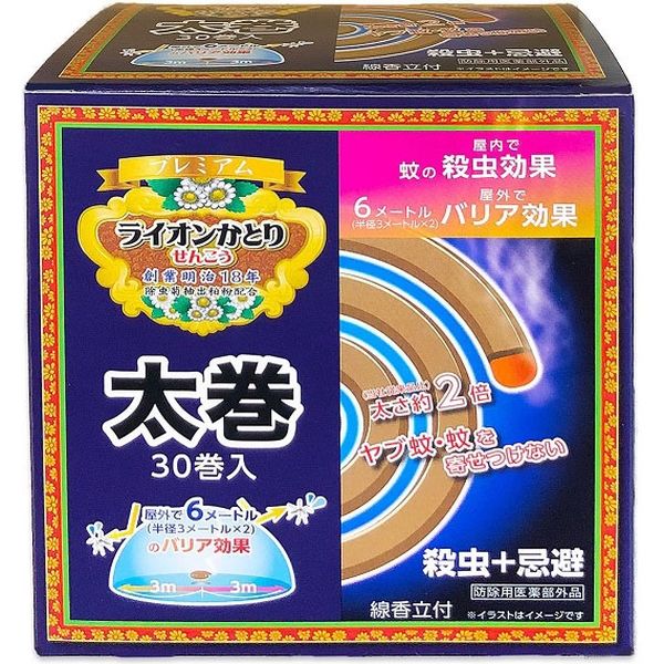 ライオンケミカル ライオンかとりせんこう プレミアム 太巻き 4900480227095 1セット（30巻×6）（直送品）