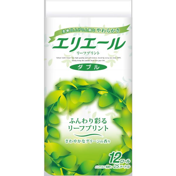 大王製紙 エリエール トイレットティシュー リーフプリント ダブル 4902011729740 1セット（12ロール×6）（直送品）