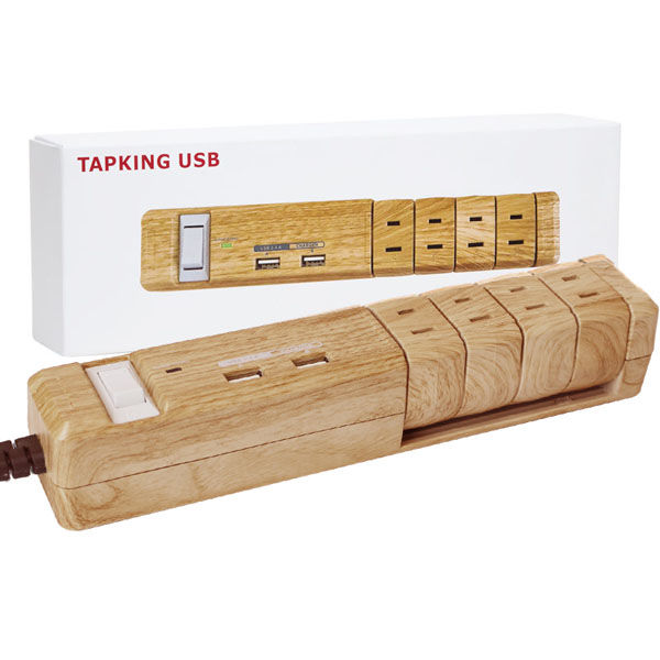 延長コード 電源タップ 1.8m 4個口 2P USB付 回転式 一括スイッチ付 雷サージ付 TAPKING USB PT604BEWD 1個 ファーゴ