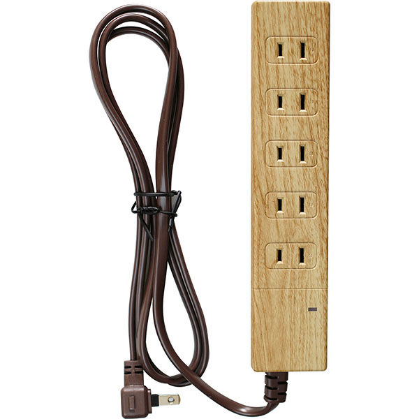 延長コード 電源タップ 1.5m 6個口 2P トラッキング防止プラグ 雷サージ付 Natural Wood Tap PT689BEWD 1個 ファーゴ