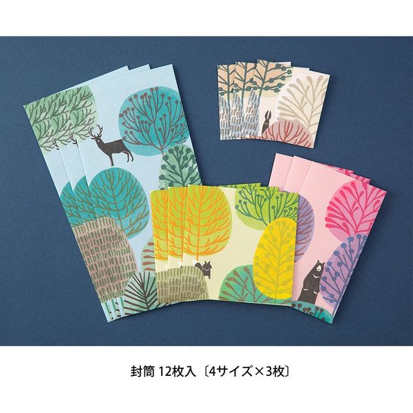 封筒 ガサガサ 4サイズ×3枚入 森の動物柄 20565006 1セット（3冊） デザインフィル（直送品）
