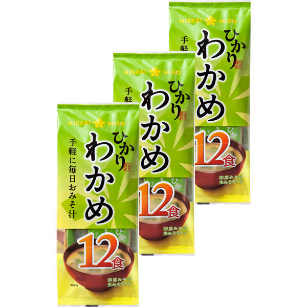 ひかり味噌 ひかり即席みそ汁わかめ12食 3袋