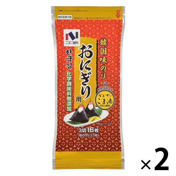 ニコニコのり 韓国味のり 3切16枚 2個 海苔 - アスクル