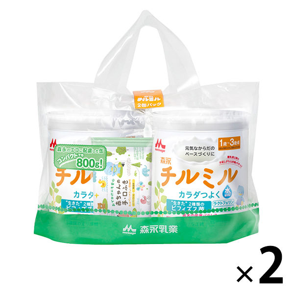 【1歳頃から】森永 フォローアップミルク チルミル 大缶2缶パック（800g×2缶） 2個　森永乳業 粉ミルク