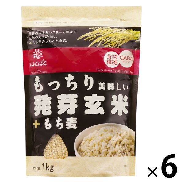 はくばく もっちり美味しい発芽玄米+もち麦 1kg 6袋