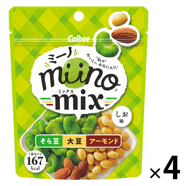 カルビー miino（ミーノ）MIXそら豆・大豆・アーモンドしお味 29g 4袋