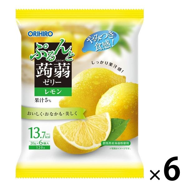 ぷるんと蒟蒻ゼリーパウチ レモン 1セット（6袋） オリヒロ 栄養補助ゼリー