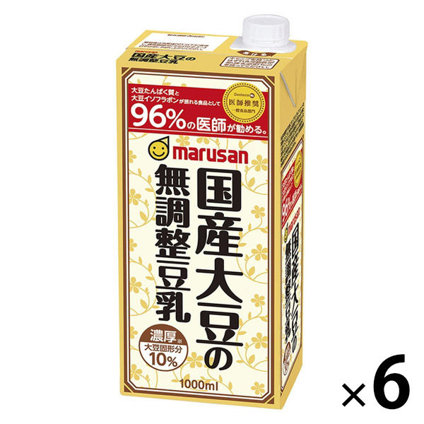 マルサンアイ 国産大豆の無調整豆乳 1000ml 1箱（6本入） - アスクル