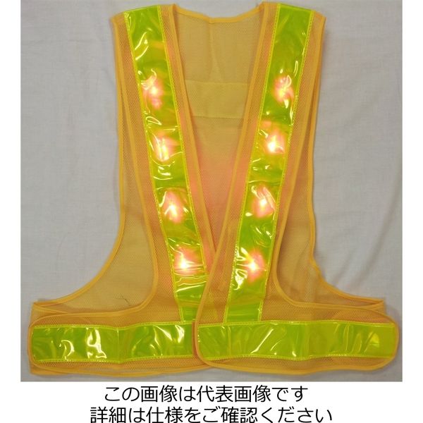 エース神戸 赤LED 安全ベスト 14，000mcd 赤LED×16個使用 黄 LED-YL 1着（直送品）