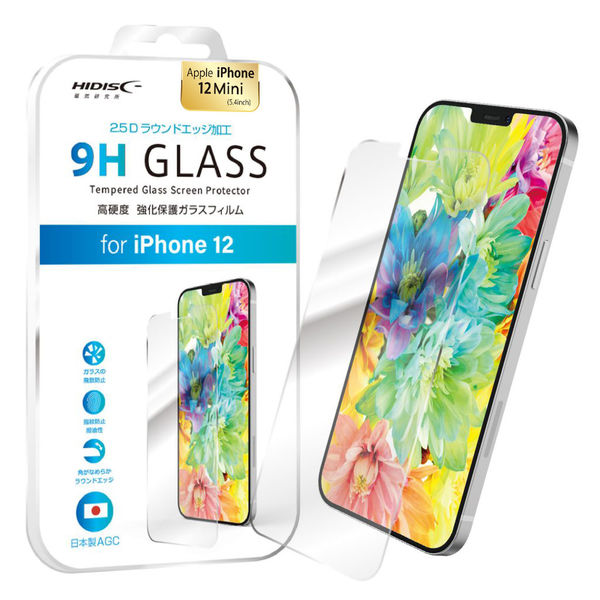 磁気研究所 2.5D強化保護ガラスフィルム iPhone12 mini用 5.4型 ML-HD2.5DGF1254 1個（直送品）