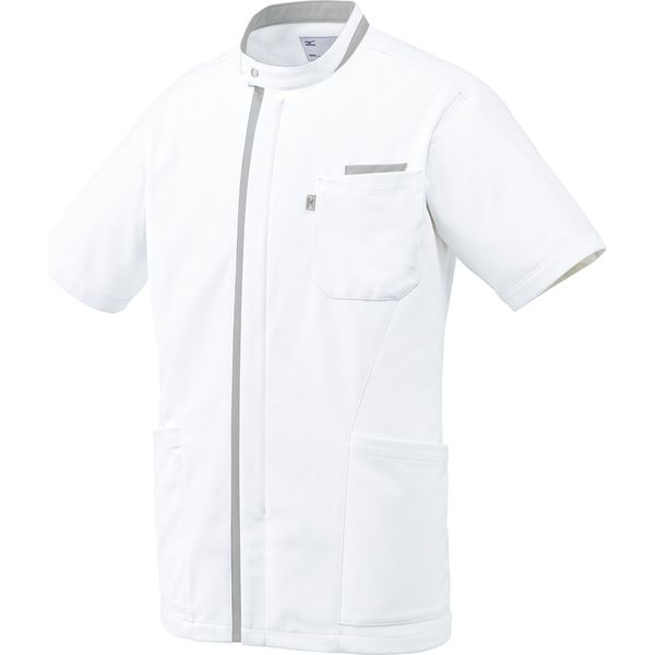チトセ MIZUNO（ミズノ） ケーシージャケット　男性用　ホワイト×グレー　L MZ-0234 1枚（取寄品）