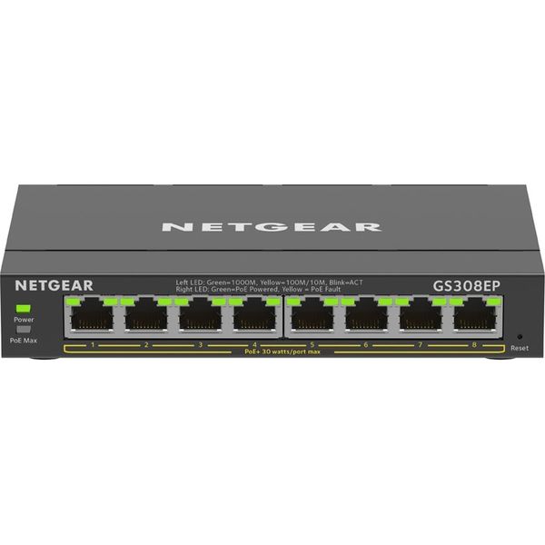 NETGEAR SOHO/家庭向けPoE+対応 (62W) ギガビット8ポートアンマネージプラススイッチ GS308EP-100JPS 1台（直送品）