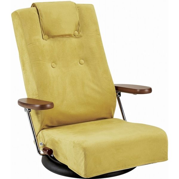 値段通販新品＠日本製 腰をいたわる座椅子/イエロー 座椅子