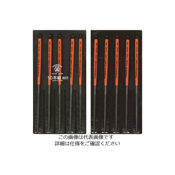 ツボサン 組ヤスリ 10本組 角 油目 KA010-04 1セット(10本) 852-8230（直送品）