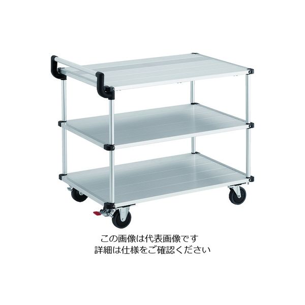 トラスコ中山 TRUSCO アルミ台車 アルパカート 省音 3段式片袖タイプ 900×480mm ストッパー付 AL23-0948S 1台（直送品）