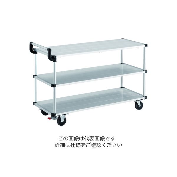 トラスコ中山 TRUSCO アルミ台車 アルパカート 省音 3段式片袖タイプ 1200×480mm ストッパー付 AL23-1248S 1台（直送品）