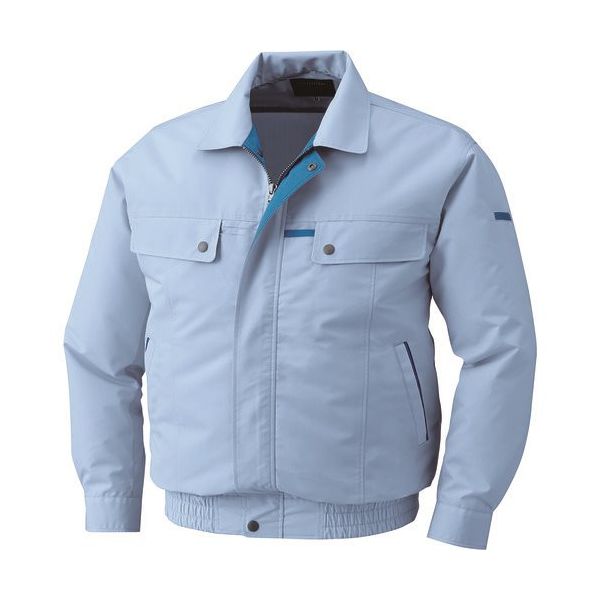 空調服 綿・ポリ混紡脇下マチ付き空調服[[R下]] ウェアのみ サックス 5L KU90450-C13-S7 1着 144-6706（直送品）