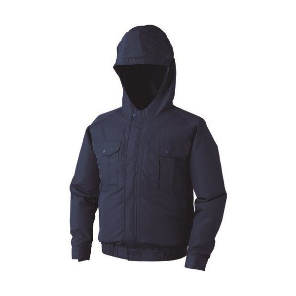 空調服 フード付ポリエステル製ワーク空調服[[R下]] ウェアのみ ダークブルー LL KU90810-C14-S4 1着 856-7819（直送品）