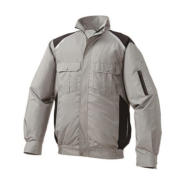 空調服 ポリエステル製タチエリ空調服[[R下]] ウェアのみ シルバー×ブラック 5L KU91820C06S7 1着 213-1858（直送品）