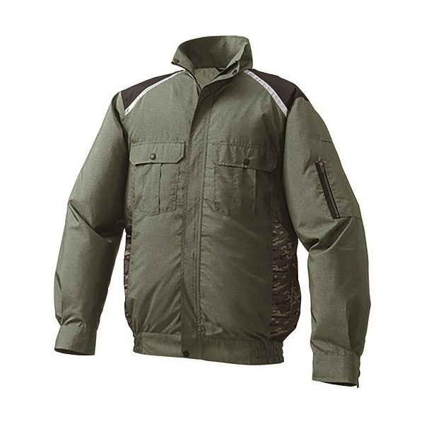 空調服 ポリエステル製タチエリ空調服[[R下]] ウェアのみ カーキ×迷彩 4L KU91820C21S6 1着 213-1876（直送品）