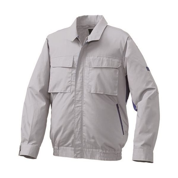 空調服 綿・ポリ混紡脇下マチ付き2空調服[[R下]] ウェアのみ シルバー×ブルー 3L KU91910C06S5 1着 213-1937（直送品）