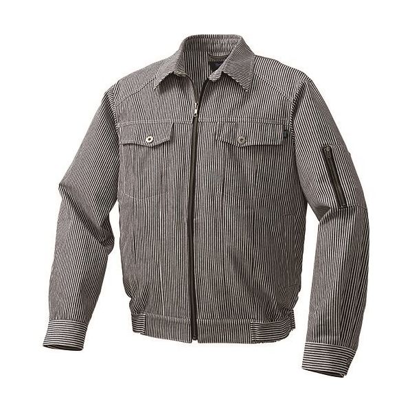 空調服 綿・ポリ混紡デニム調空調服[[R下]] ウェアのみ ブラック×ホワイト LL KU91960C09S4 1着 213-3457（直送品）