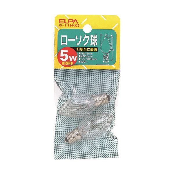 朝日電器 ELPA ローソク球透明 G-11H（C） 1個 166-0107（直送品）