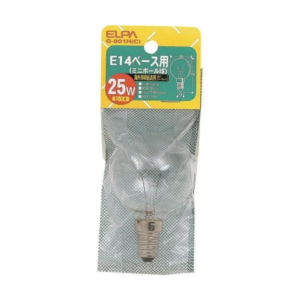 朝日電器 ELPA E14ミニボール25 G-801H(C) 1個 202-0941（直送品）