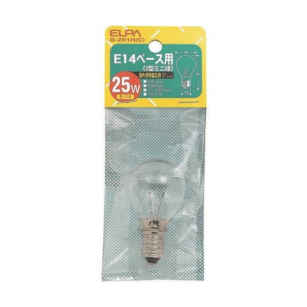 朝日電器 ELPA E14S型ミニ25W G-201H（C） 1個 202-0918（直送品）