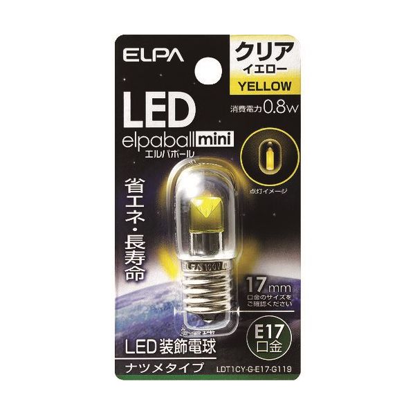 朝日電器 ELPA LED電球 ナツメ E17 LDT1CY-G-E17-G119 1個 202-2554（直送品）