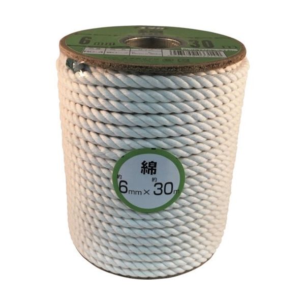 ユタカメイク ロープ 綿ロープボビン巻 6φ×30m RC-4 1巻 113-5434（直送品）