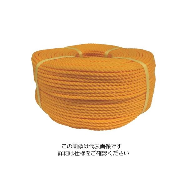 ユタカメイク ロープ PEロープ巻物 5φ×200m イエロー PE-90 1巻 113-5528（直送品）