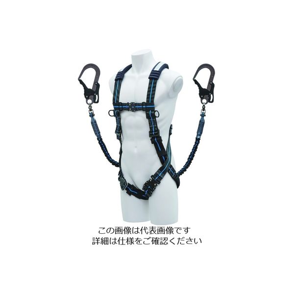 基陽 KH ストレッチハーネスXV型+2丁掛けランヤード セット XVGBLJPWB2 1本 200-8361（直送品）