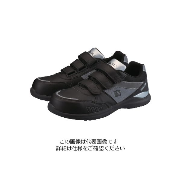 シモン 軽量耐滑プロスニーカー KL518黒/シルバー 24.0cm KL518BK/SI-24.0 1足 120-5203（直送品）
