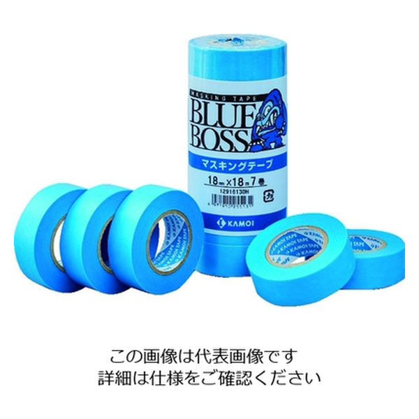 カモ井加工紙 カモ井　マスキングテープ塗装用　幅１８ｍｍ×長さ１８ｍ　ブルー BLUEBOSSJAN-18 1パック(7巻) 207-0901