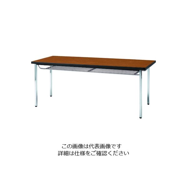 トラスコ中山 TRUSCO 会議用テーブル 1200X750XH700 下棚付 丸脚 チーク TDST1275-T 1台 208-2303（直送品）