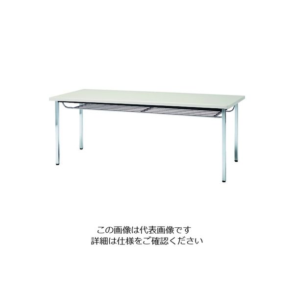 トラスコ中山 TRUSCO 会議用テーブル 1500X600XH700 下棚付 丸脚 ホワイト TDST1560-W 1台 208-2304（直送品）
