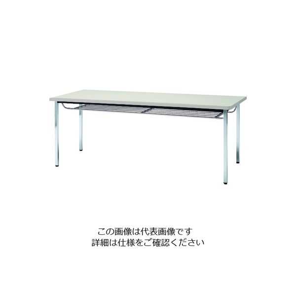 トラスコ中山 TRUSCO 会議用テーブル 1500X600XH700 下棚付 丸脚 ニューグレー TDST1560-NG 1台（直送品）