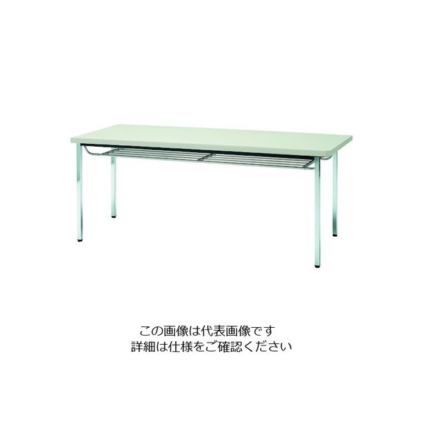 トラスコ中山 TRUSCO 会議用テーブル 1200X600XH700 下棚付 丸脚 ニューグレー TDST1260-NG 1台（直送品）