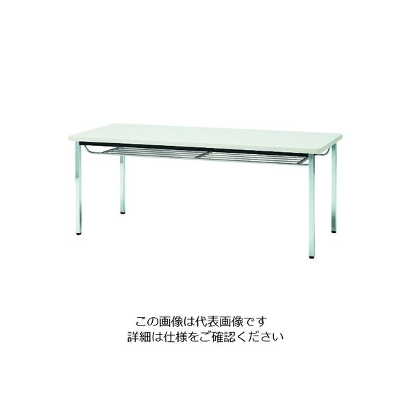 トラスコ中山 TRUSCO 会議用テーブル 1500X750XH700 下棚付 丸脚 ホワイト TDST1575-W 1台 208-2308（直送品）