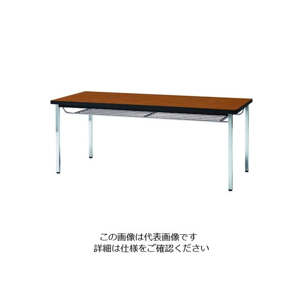 トラスコ中山 TRUSCO 会議用テーブル 1500X750XH700 下棚付 丸脚 チーク TDST1575-T 1台 208-2311（直送品）