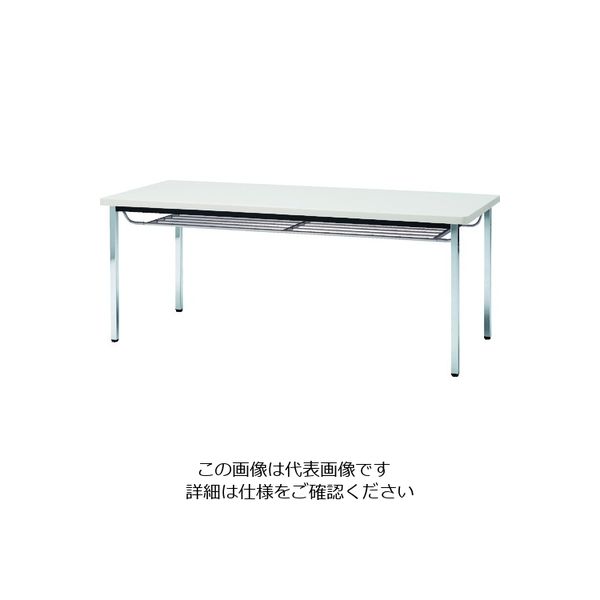 トラスコ中山 TRUSCO 会議用テーブル 1500X900XH700 下棚付 丸脚 ホワイト TDST1590-W 1台 208-2312（直送品）