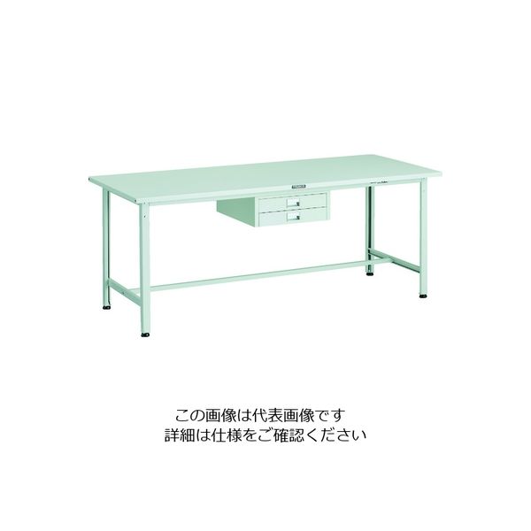 TRUSCO 軽荷重作業台(300kg)AE型 1800X750XH740 薄型2段引出し付 ホワイト色 SAE-1800UDC2 W 1台（直送品）